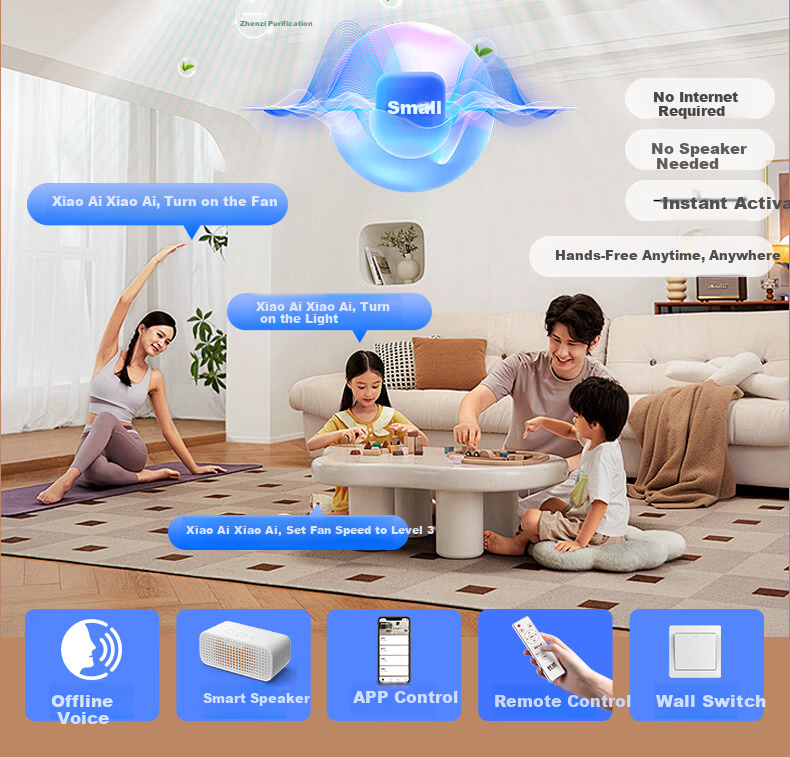 Great Wall LED Bladeless Ceiling Fan Light 2026 Model Simple Living Room Bedroom Dining Room Zhongshan Integrated Fan Lamp 8