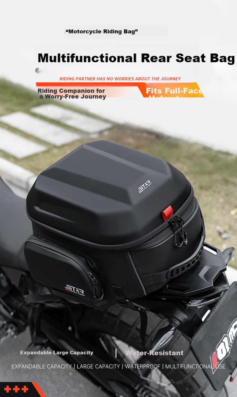 STAR FIELD KNIGHT Motorcycle Multifunctional 54L Rear Seat Bag Full Helmet Tail Bag Dual Shoulder Riding Backpack Hard Shell Helmet Bag SKB395 1