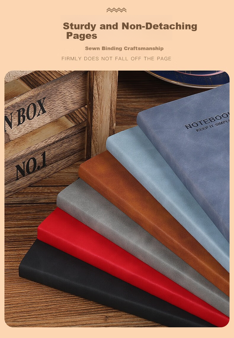 Zhongjian Stationery Artistic Exquisite Softcover A5 Notebook Diary Simple Business Meeting Notes Customizable Brown A5 5