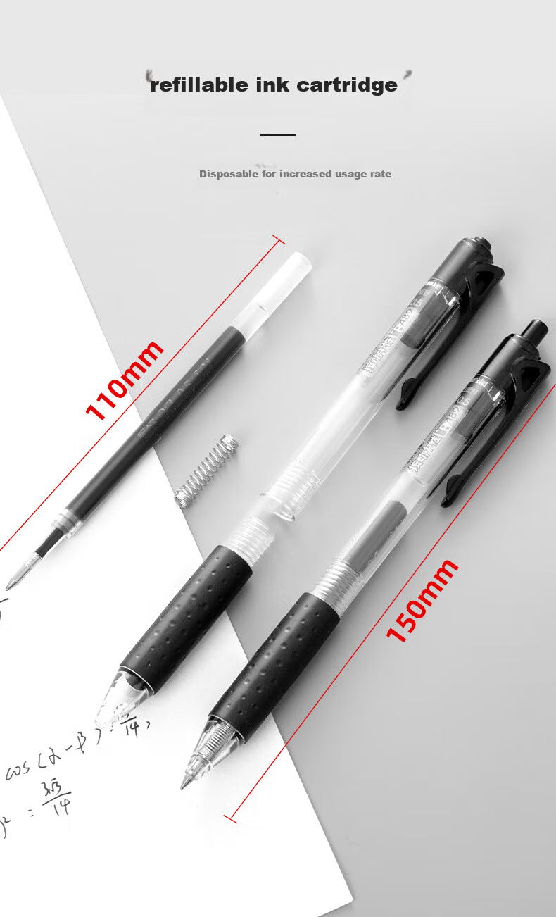 AIHAO Back-to-School Essential 0.5mm Black Retractable Gel Pen Bullet Tip Student Exam Writing Office Carbon Ink Pen 12-Pack 13