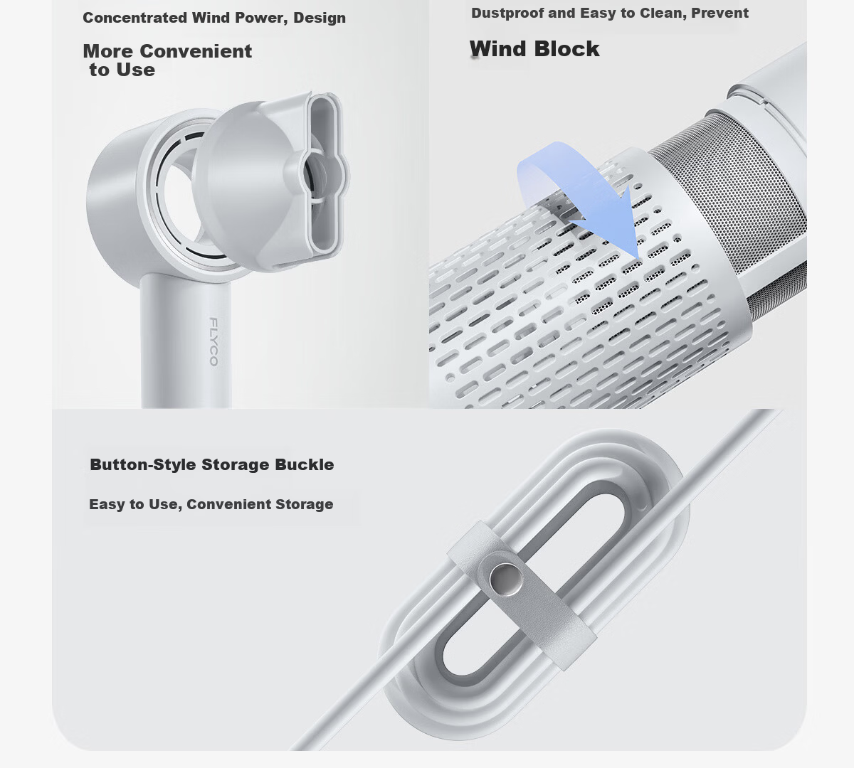 Feike High-Speed Hair Dryer Hollow Air Duct Home Use High Power Quick Dry Low Noise Negative Ion Hair Care Blow Dryer Holiday Gift for Girlfriend H5 Star Ring White Price Guarantee 618 26