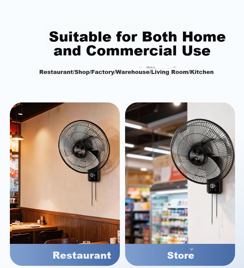 DIAMOND Wall-Mounted Oscillating Fan Home Living Room Wall Fan Industrial High-Power Wall-Mounted Fan for Dormitory Restaurant School Shop ZM 13