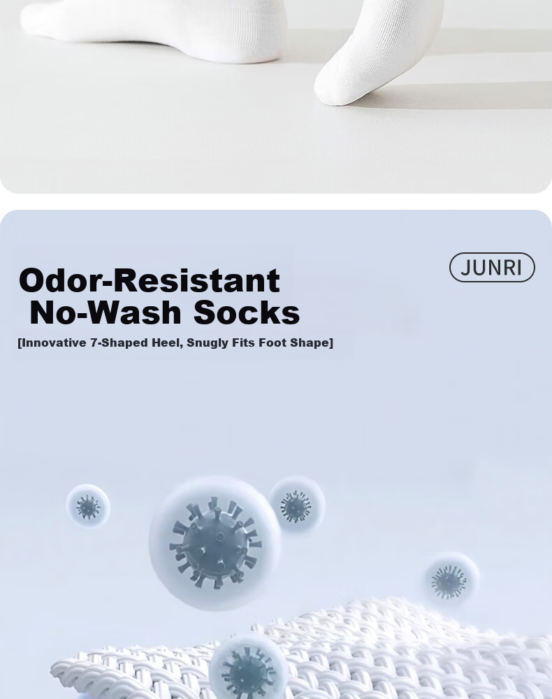 Junri Disposable Socks Unisex No-Wash Odor-Resistant Daily Throwaway Socks Travel Business Trip Mid-Calf Socks 5 Pairs 3