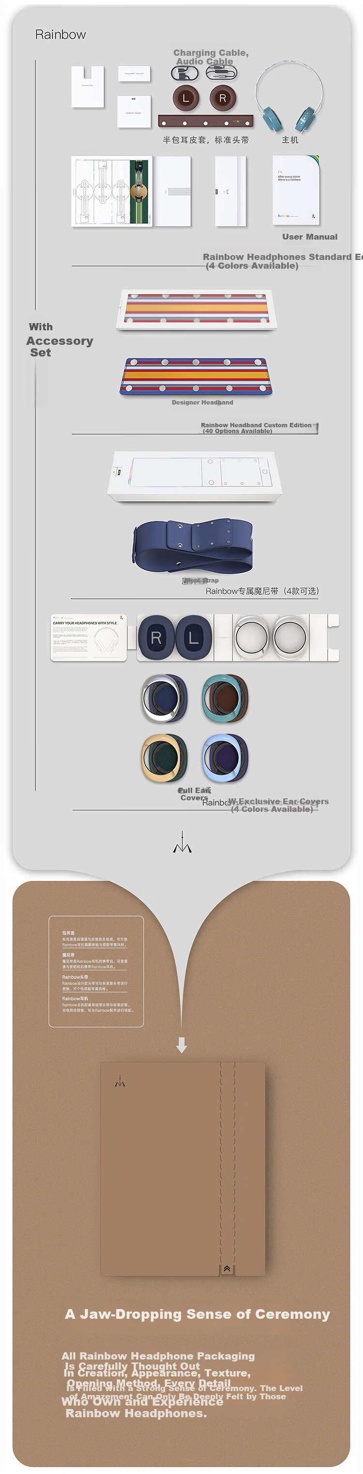 Monixibi Rainbow Bluetooth Headphones "Fluid Brown" Special Edition High-Fidelity Wireless Over-Ear Headphones Compatible with Apple/Huawei Phones, Computers, and Laptops 10