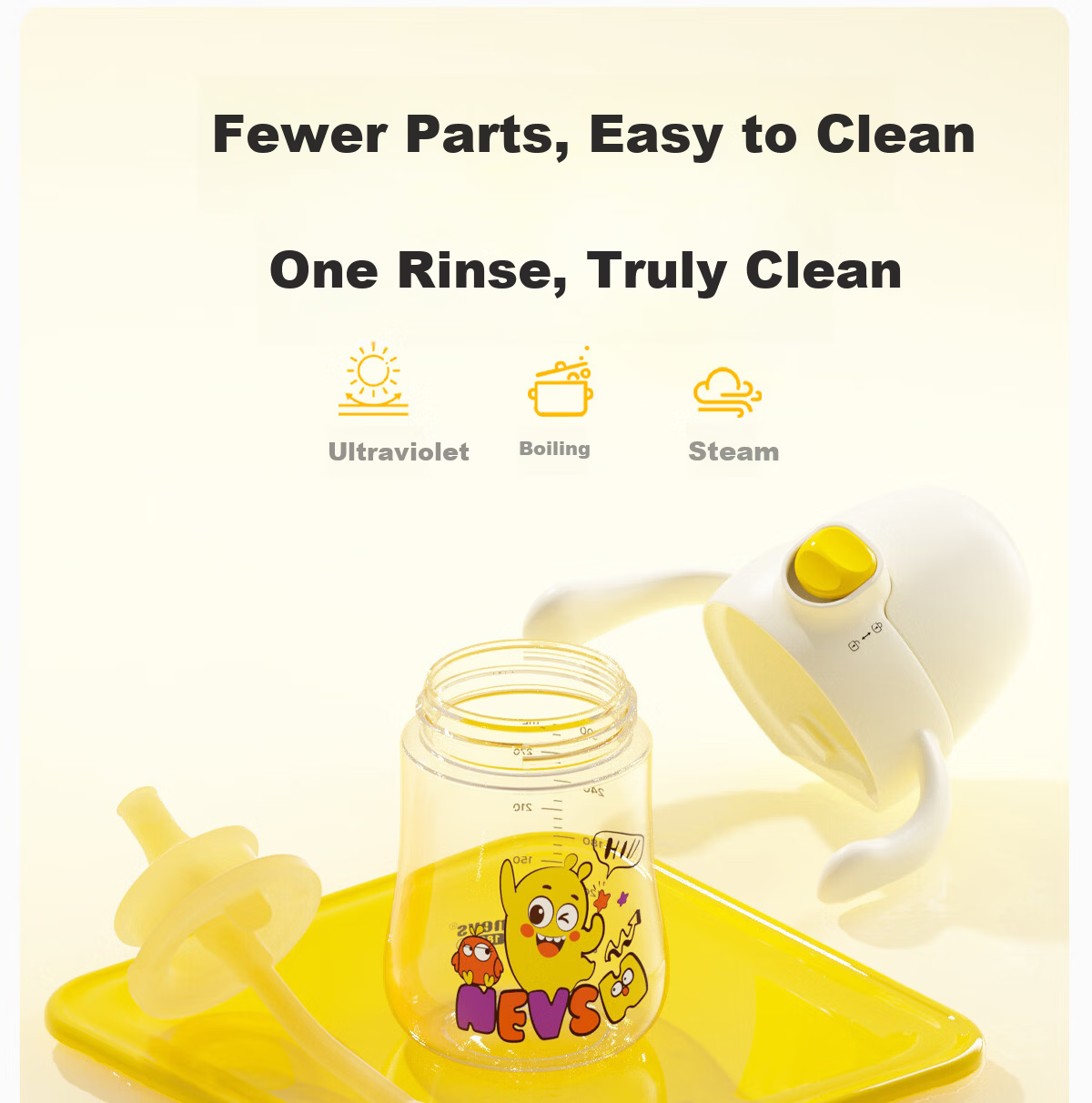 NEVS Baby Duckbill Sippy Cup Infant Training Cup Flip Lock Children's Water Cup PPSU Gravity Ball Straw Cup 300ml 23