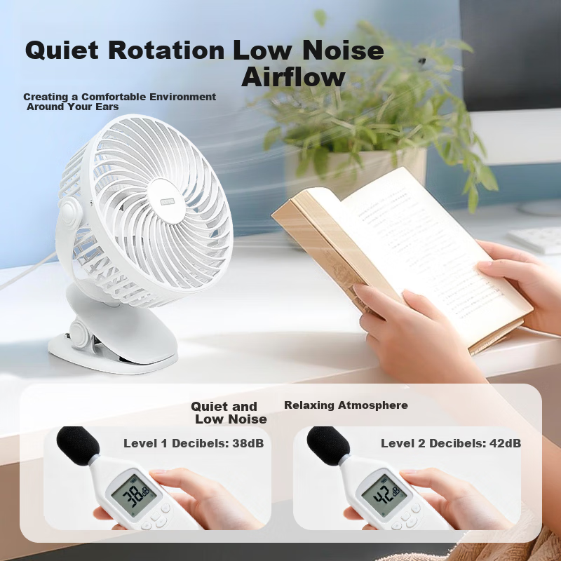 JD Jingzao 6-Inch Desktop Fan Large Airflow USB Small Fan Quiet Portable Clip Fan for Student Dormitory Outdoor Baby Stroller Home Bedroom Office Black
