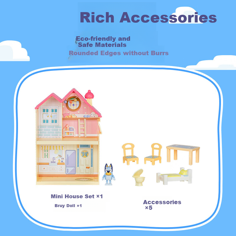 MOOSE Authentic Bluey Mini House Doll Toy Role Play Popular Children's Day Gift Toy 5