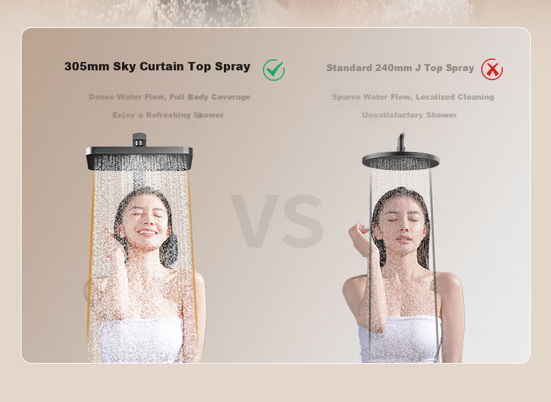 JOMOO Piano Key Shower Set Three-Function Spray Gun Gray Square Tube Wall-Mounted Large Storage Pressure-Boosting Descaling Showerhead 15