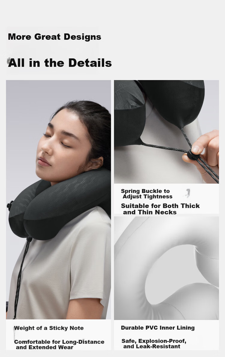 Beneunder Inflatable U-Shaped Neck Pillow Outdoor Travel Portable Full Support Neck Cushion LC612 13