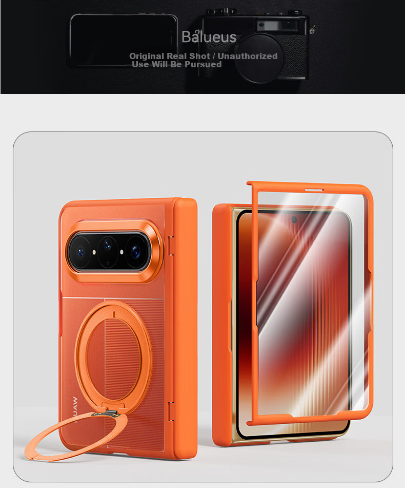 Zhilangni [Rotating Bracket | Integrated Shell and Film] Compatible with Huawei Pura X Max Phone Case Foldable Screen Protective Cover Central Axis Full Coverage Anti-Drop Matte Unisex New Model 12