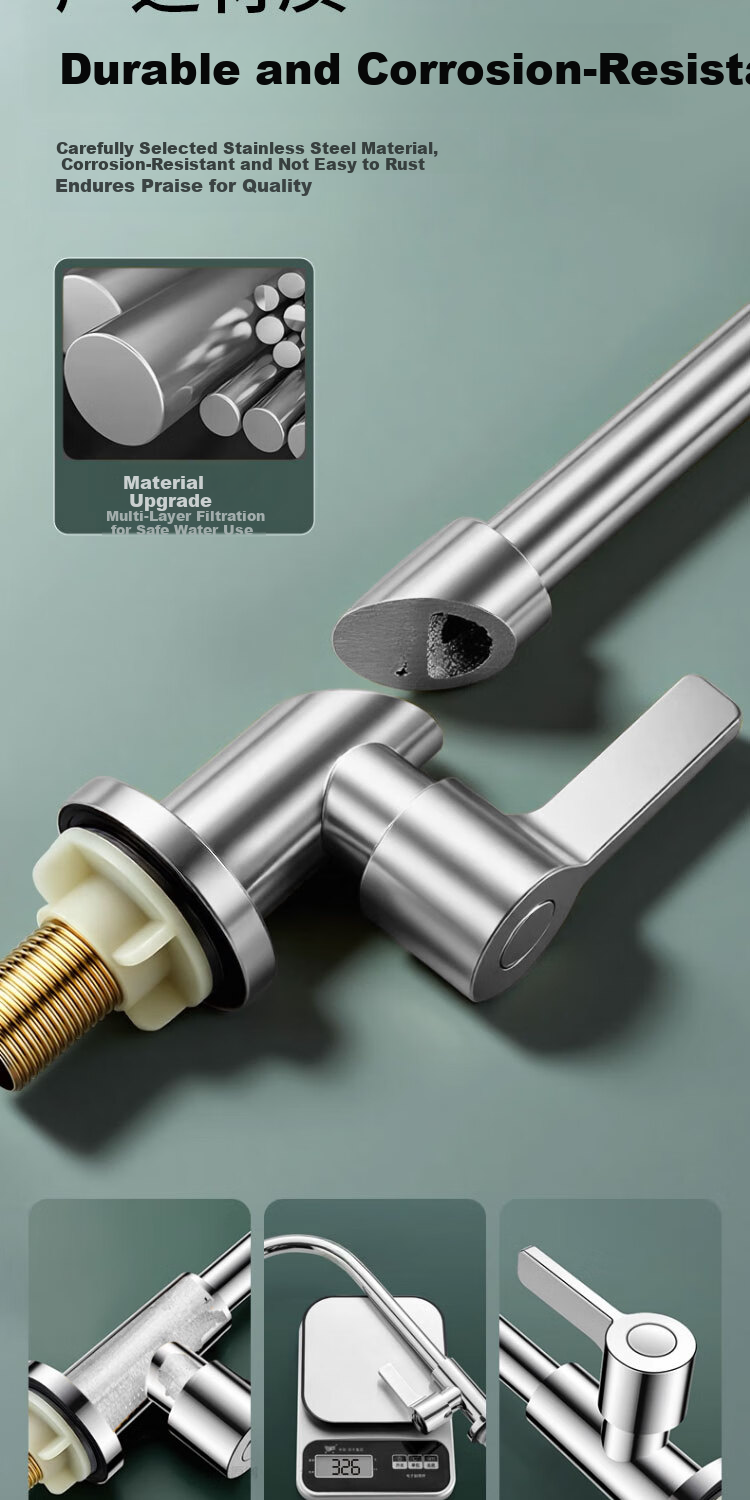 Delr [28 Years Brand] Stainless Steel Kitchen Faucet Single Cold 360° Rotation Sink CFLT-DL 5