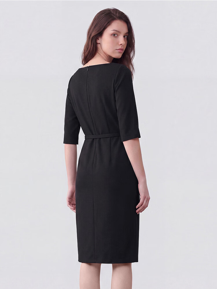 G2000 Women's 2026 Spring Summer Textured Five-Sleeve Dress with Comfort Stretch and Belt, Mall Edition 18