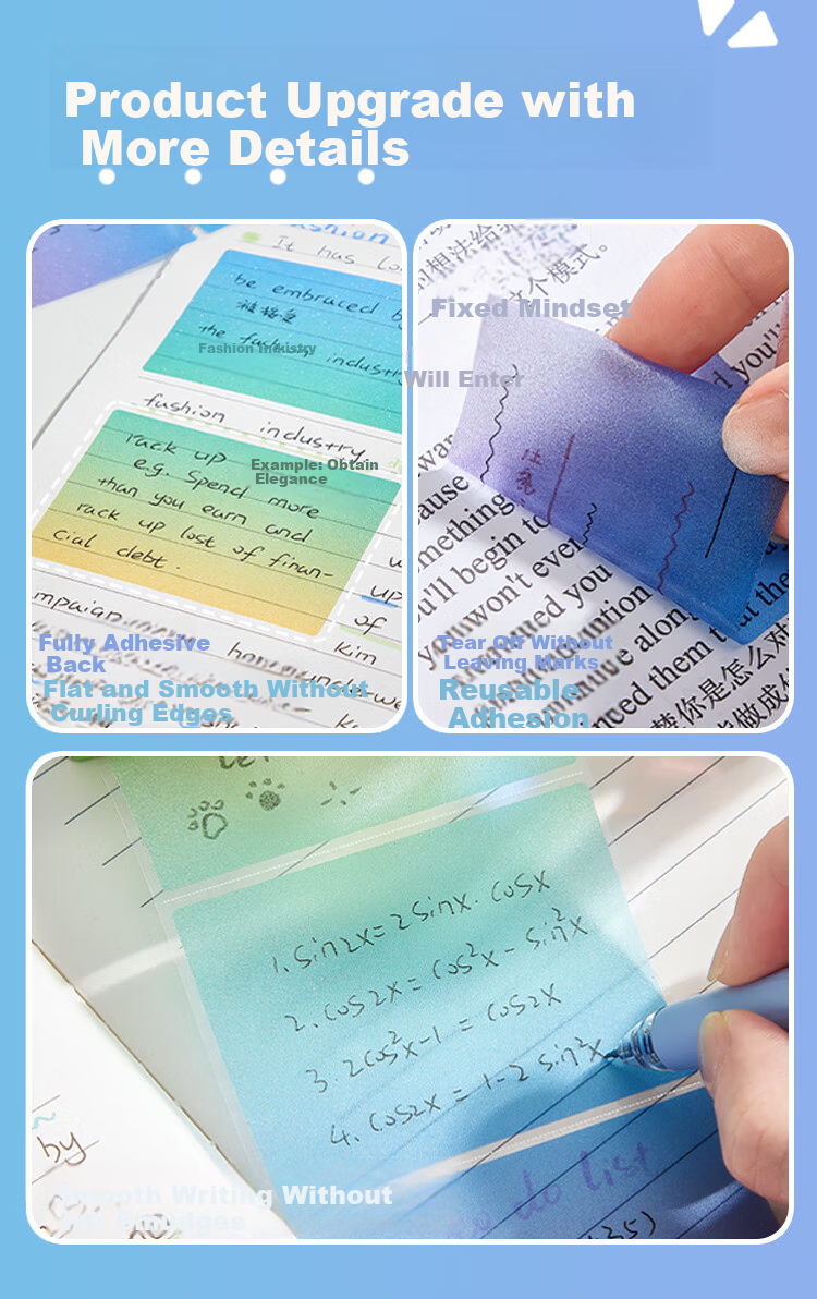 Jufu Pull-Out Sticky Notes Student Correction Memo Pads Strong Adhesive Cute Lined Paper Junior High School Reward Stationery Practical Gift 6