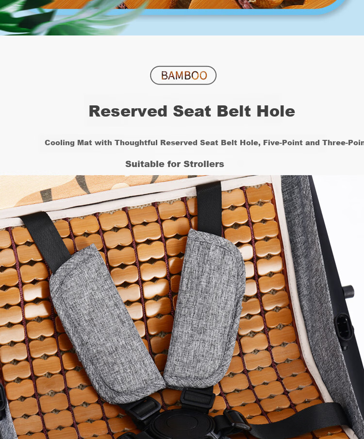 9i9 Baby Stroller Cooling Mat Bamboo Mahjong Seat Cushion Universal Summer Ice Silk High Chair Mat Safety Seat Cushion A53 5