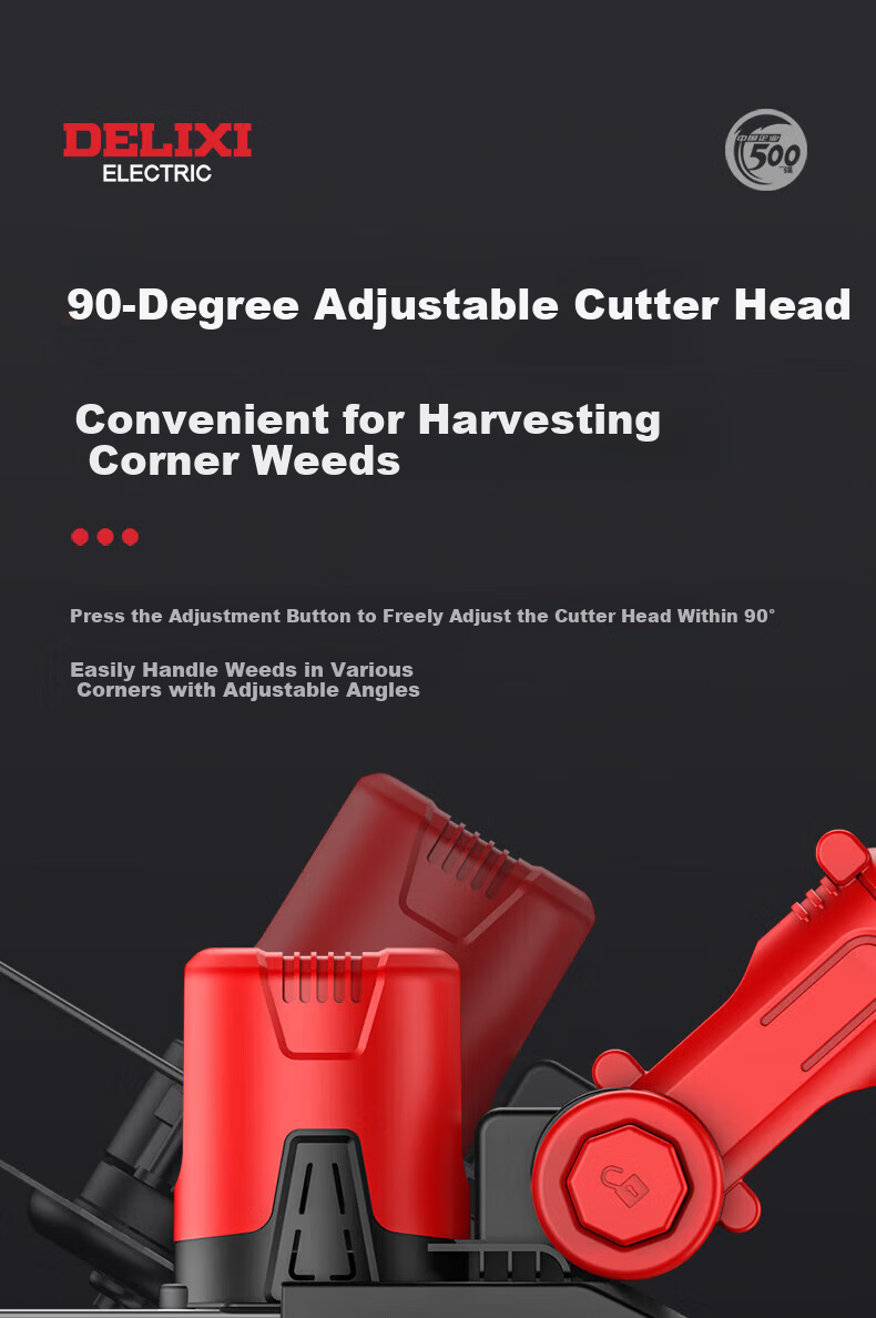 DELIXI Electric Cordless Lawn Mower Rechargeable Multifunctional Grass Trimmer Lithium Battery Grass Cutter for Home Use 18