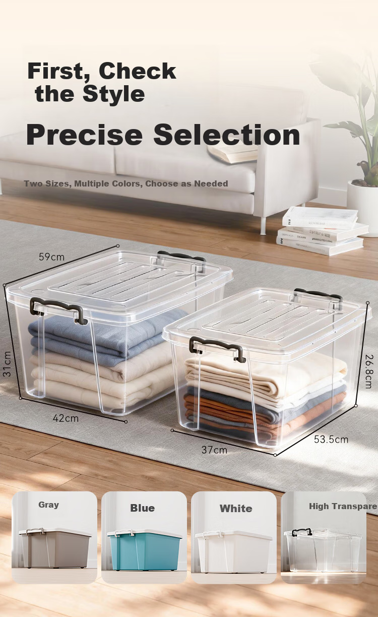 JD Jingzao Large Clothes Storage Box Organizer Plastic Toy Storage Car Trunk Storage Bin 65L White 3