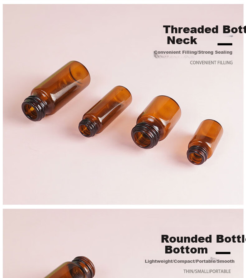 Jianyingshu 10ML Amber Essence Serum Refill Bottles Set of 3 Essential Oil Glass Dropper Bottles with Graduated Small Serum Bottles 4