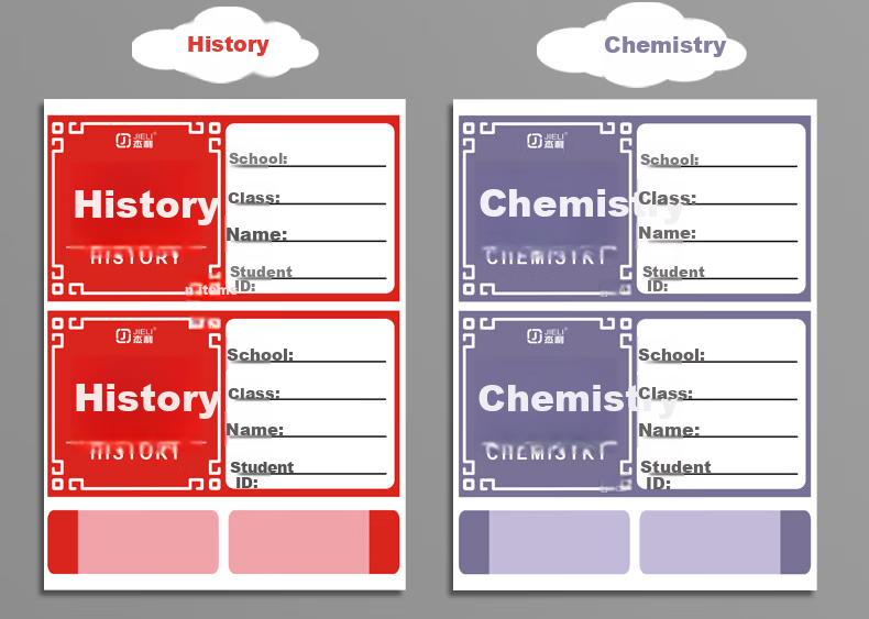 Liupintang Subject Classification Label Stickers Waterproof Self-Adhesive Cartoon Name Tags for Kids Elementary School Book Cup Marker Biology Chemistry 5