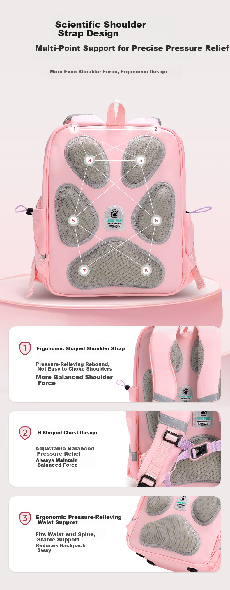 TARANIS Gina Recommended Children's School Backpack for Grades 1-3-6, Lightweight, Ergonomic, Large Capacity Double Shoulder Bag 5
