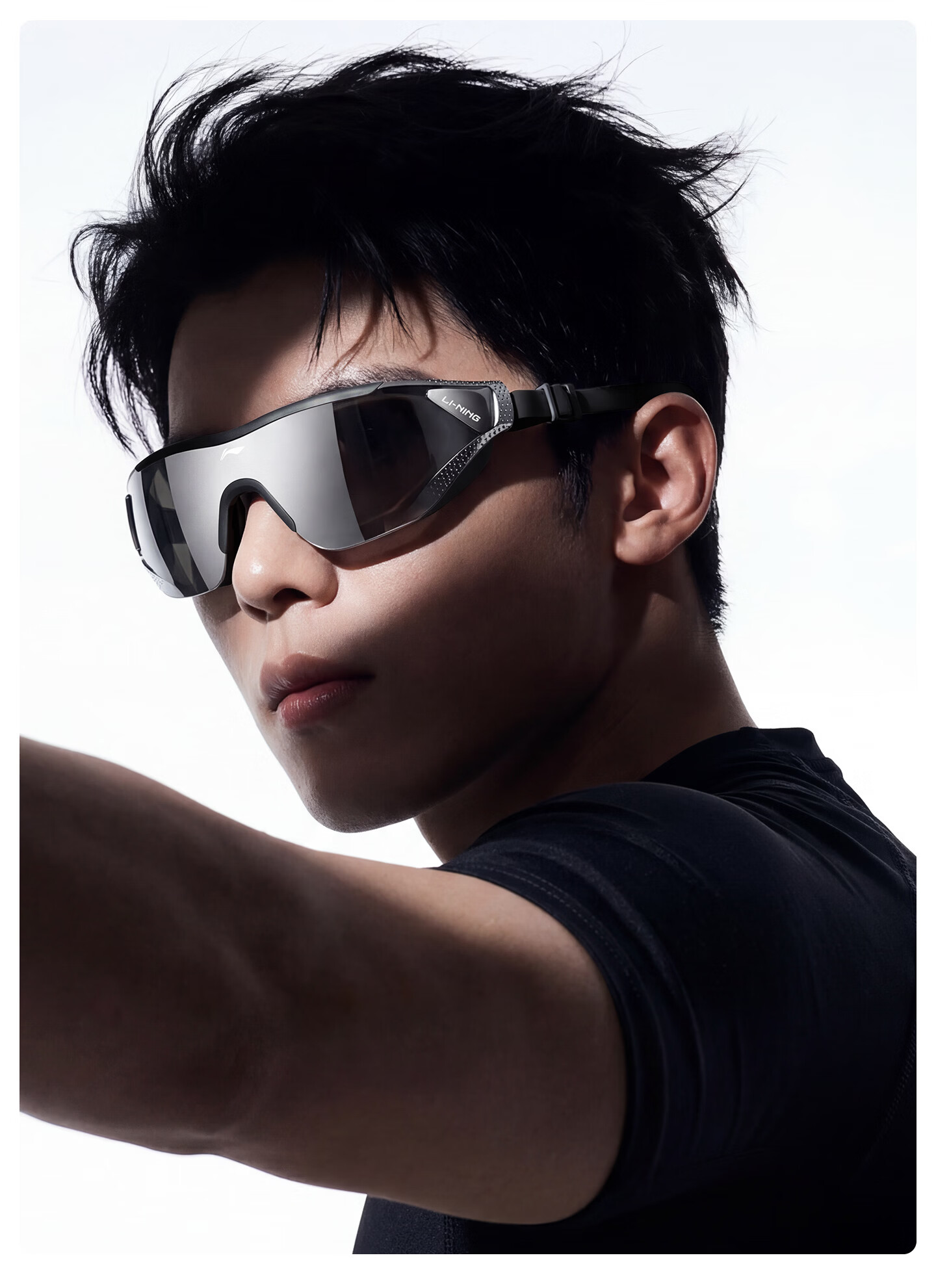LI-NING Large Frame Swimming Goggles Unisex Comfortable HD Waterproof Anti-Fog Swim Glasses 356 White Plano 17