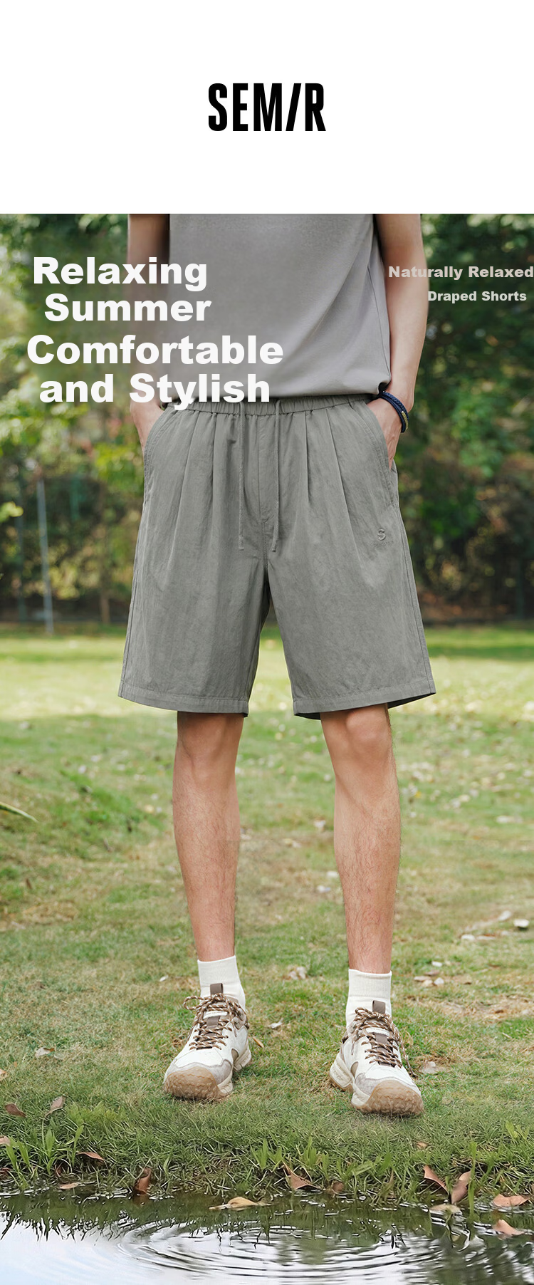 Semir Men's Casual Summer Relaxed Fit Twill Draped Wrinkle-Resistant Shorts 2026 Clean and Smooth 109326125101 1