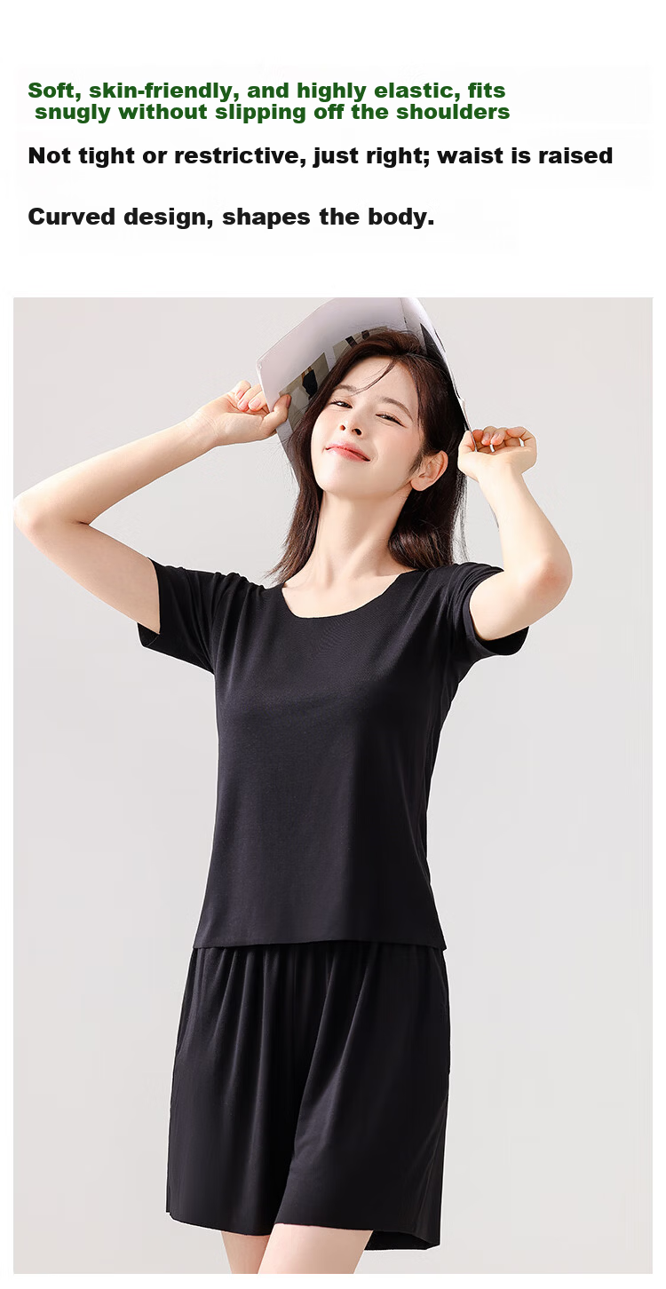 Miiow [Cool Modal] Women's Solid Color Slim Fit Soft Short Sleeve T-Shirt 5