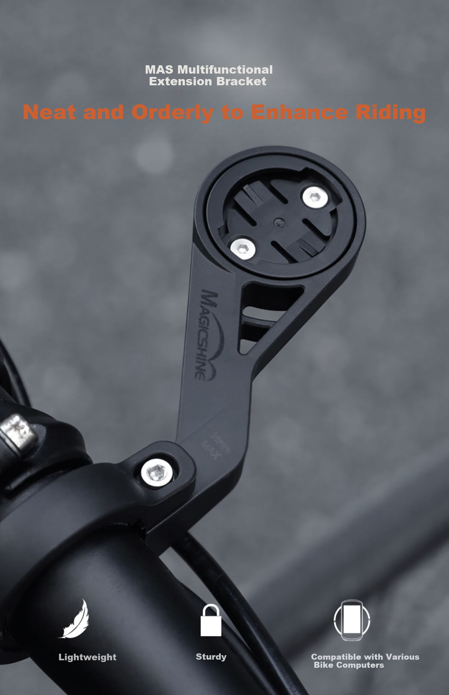 MAGICSHINE Integrated Extension Mount for Bicycle Light, Handlebar Mount for Cycling Computer and Sports Camera Attachment Accessories 1