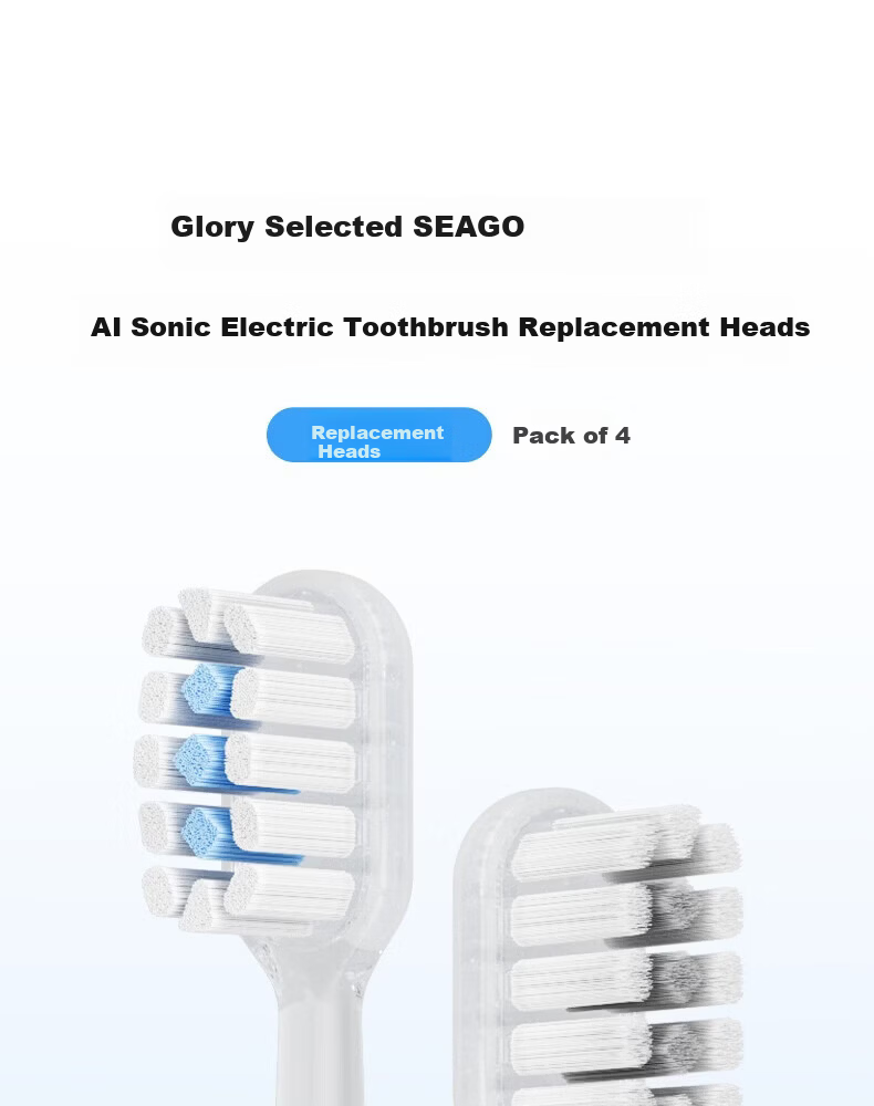 Honor Choice SEAGO Electric Toothbrush Head [New] Compatible with AI30/AI50 Replacement Brush Heads, Efficient Cleaning, Shock-Absorbing Soft Rubber, Gum Care, Wave Design Brush Head 1