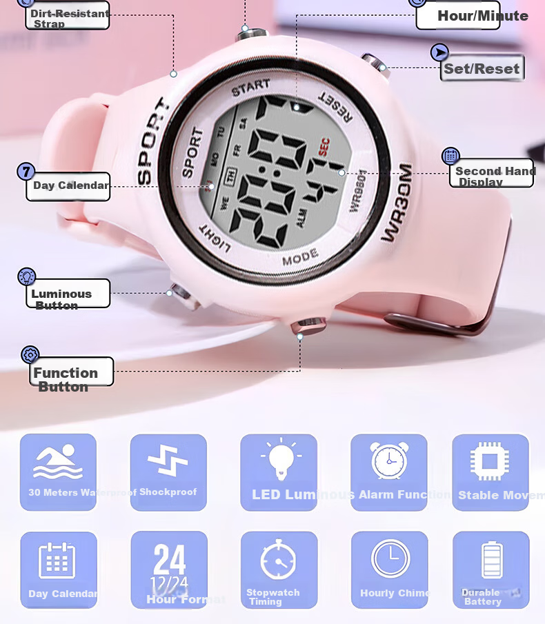 YAJIA Digital Watch Waterproof Multifunctional Sports Student Watch for Kids Teens Fashion Ins Style 5