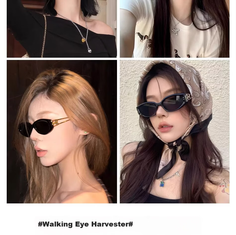 Boshide Polarized Vintage Cat Eye Sunglasses High-End Slimming Square Round Face Black Frame Gold Temples 13
