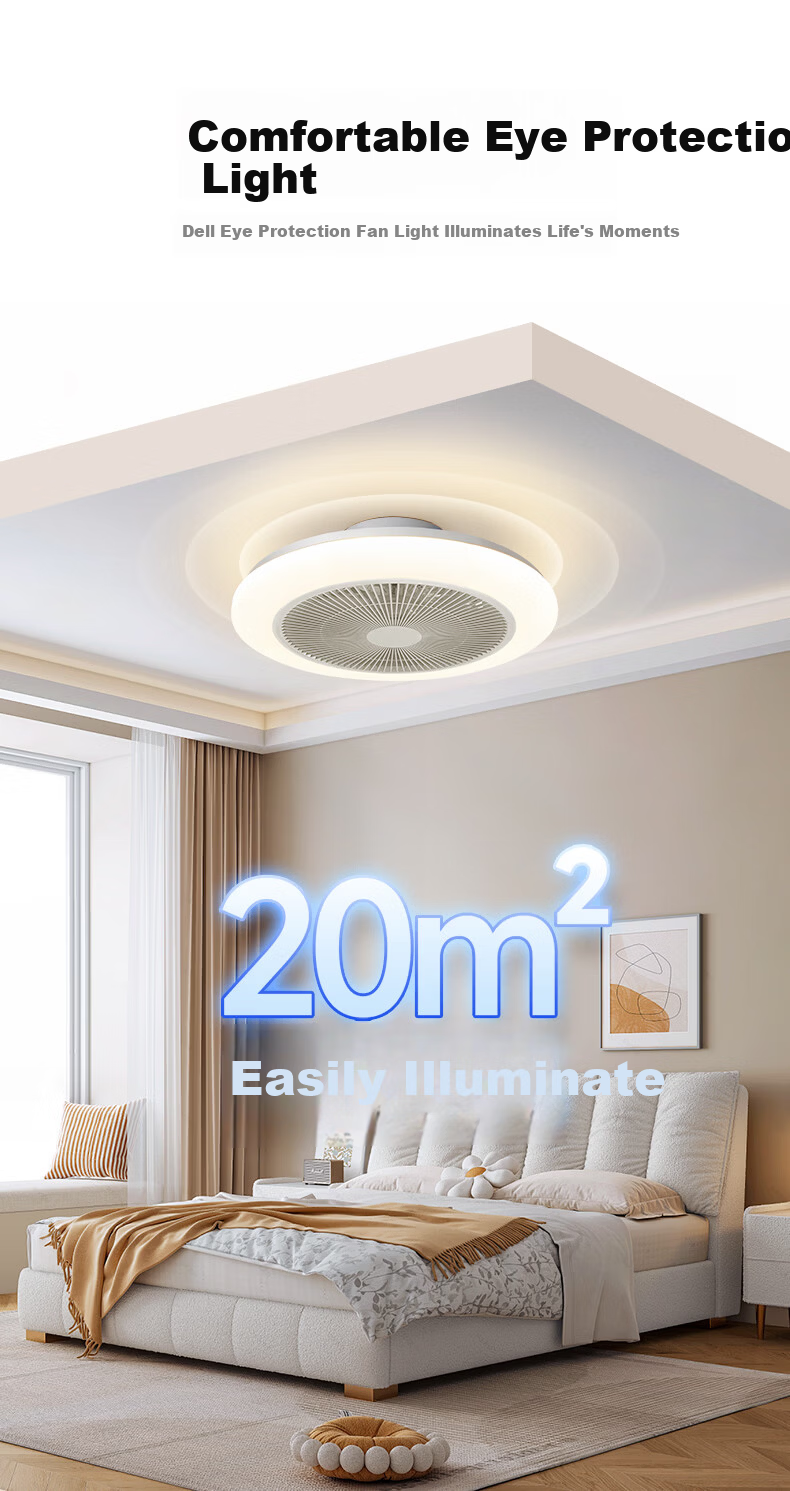 Dell Fan Light Pure Eye Protection Bedroom Invisible Fan LED Ceiling Fan Light Integrated Dining Room Light with Fan Installation Included 16