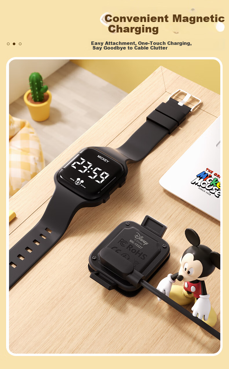 Disney Mickey Kids Sports Watch Student Luminous Waterproof Silent Vibration Alarm Clock Electronic Watch for Boys and Girls Middle and High School 8
