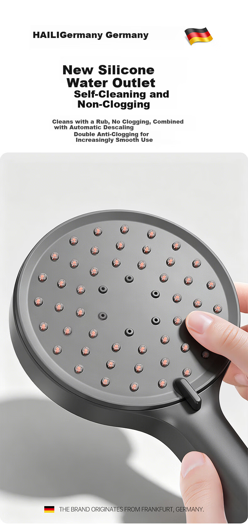 Haili Gunmetal Large Panel Shower Pressurized High-Pressure Large Water Flow Bathroom Shower Head ZH261Q 5