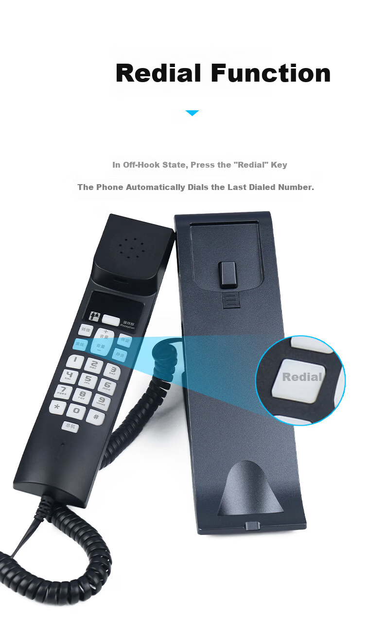 PHILIPS CORD2601 Hotel Room Telephone Business Office Desk Phone Vertical Wired Phone One-Touch Dial Reception Desk Phone Metal Gray 8