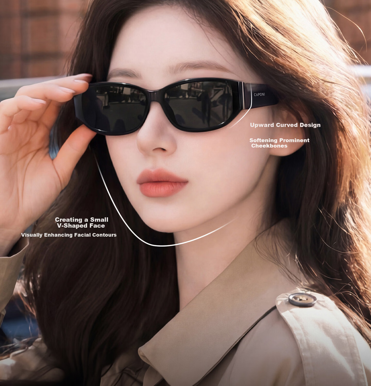 CAPONI Cat Eye Sunglasses for Women 2026 New UV400 Vintage Driving Sun Glasses UV Protection 7