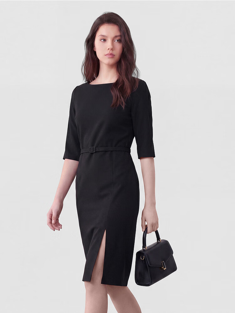 G2000 Women's 2026 Spring Summer Textured Five-Sleeve Dress with Comfort Stretch and Belt, Mall Edition 17