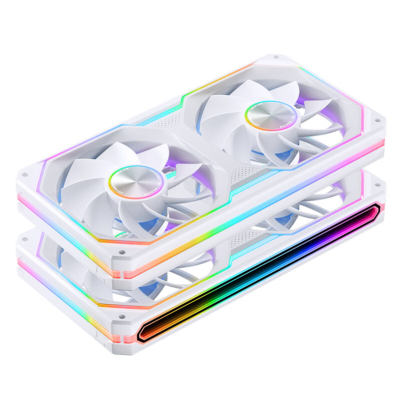 JONSBO XA-240WR Shadow Blade White Reverse Blade 12CM*2 Case Fans (Dual Frame Lighting/Color Blocking/2-in-1/ARGB Sync/PWM Male-Female Connector)