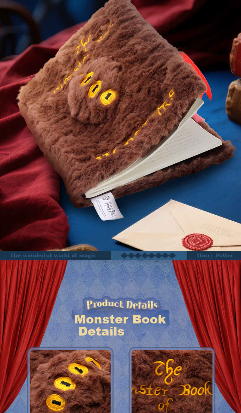 Haoqile Harry Potter Monster Book A5 Plush Notebook Cover Pillow Cushion Fan Merchandise 4