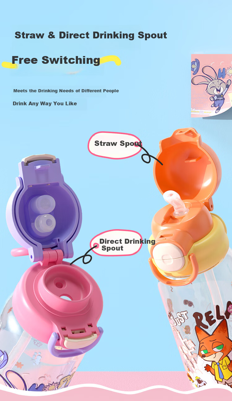 Disney Kids Plastic Water Bottle High Temperature Resistant PPSU Straw Cup Student School Water Bottle Drop Resistant Direct Drinking Cup Birthday Gift 4