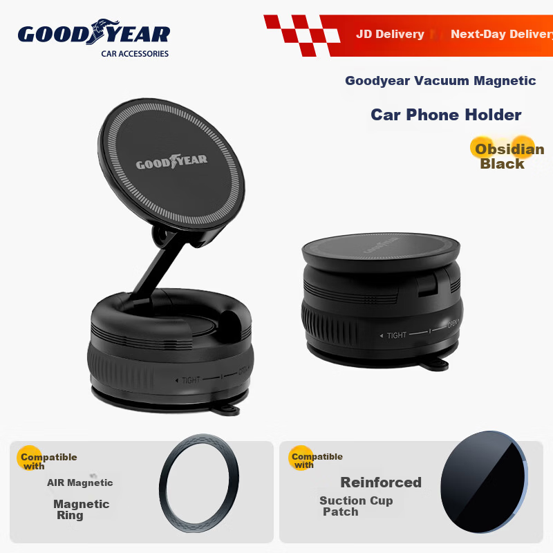 Goodyear Car Magnetic Phone Holder Vacuum Suction Cup Universal Dashboard Mount Black