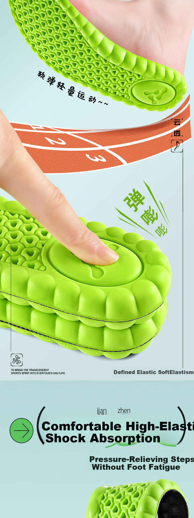 JVBV Mugwort Odor-Resistant Sports Insoles for Men, Soft and Cushioned, Comfortable for Long Standing, Military Training Pain Relief, Sweat-Absorbing and Breathable for Women, Size 3940 2