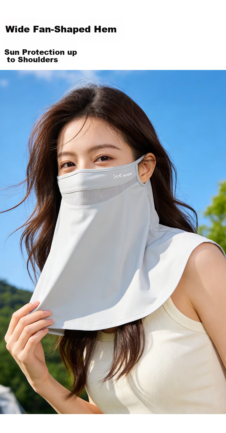 Miiow Ice Silk Sun Protection Face Mask for Women Summer Mesh Breathable Outdoor UV Protection Neck Cover Breathable Driving Cycling Mask 5