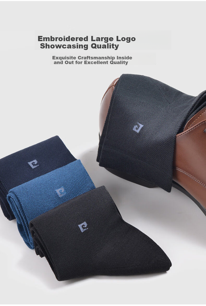 Pierre Cardin Summer New Men's Socks Mulberry Silk Mesh Ultra-Thin Mid-Calf Antibacterial Odor-Resistant Business Black Socks 3
