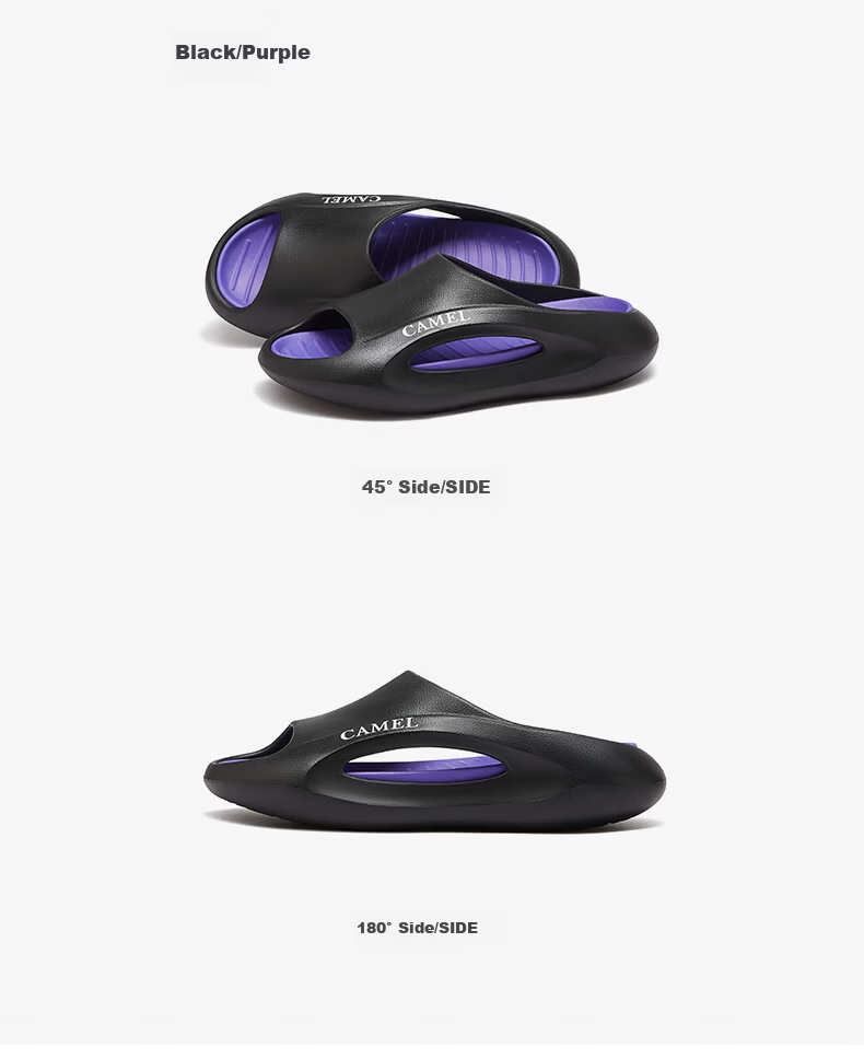 CAMEL Women's Slippers Dynamic Streamlined Casual Versatile Thick-Soled Sports Outdoor Sandals L26M300063 Black/Purple 37 6