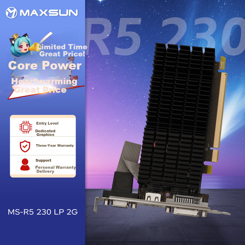 MAXSUN MS-R5 230 LP 2G 625MHz 64bit DDR3 AMD Dedicated Graphics Card