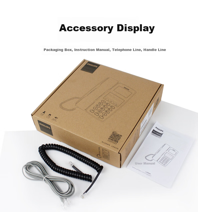 PHILIPS CORD2802 Hotel Telephone Corded Desk Phone Caller ID One-Touch Dial Wired Wall-Mount Black 13