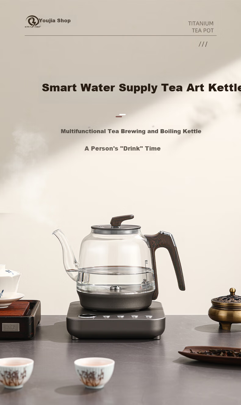 Biooner Fully Automatic Water Filling Electric Kettle Glass Kettle 1L Tea Table Integrated Tea Table Tea Set Water Pump Electric Tea Stove RY-D8 1