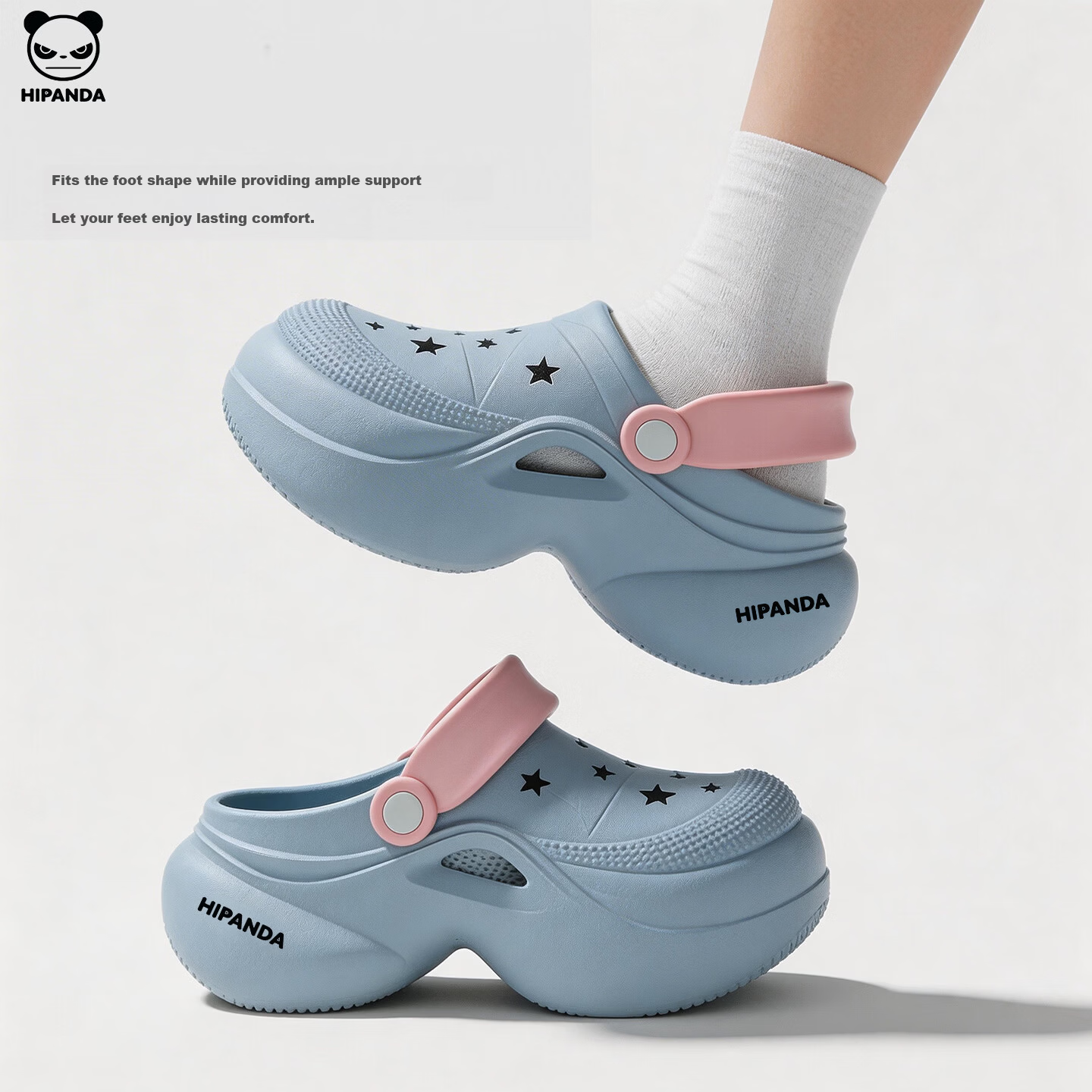 HIPANDA Women's Outdoor Hole Shoes Non-Slip EVA Summer Fashion Thick Sole Height Increasing Mary Jane Closed-Toe Slippers