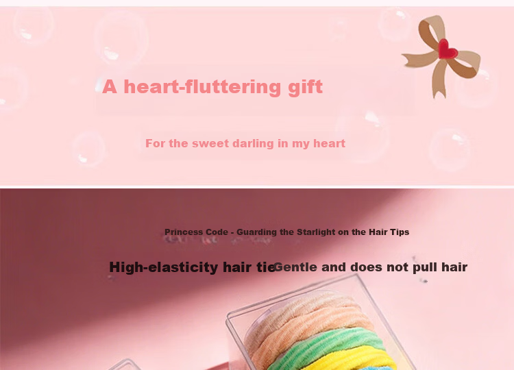 Princess Password Children's Day Gift Hair Tie for Girls High Elasticity Hair Band No Damage Hair Accessories Student Rubber Band High Ponytail Hair Rope 1
