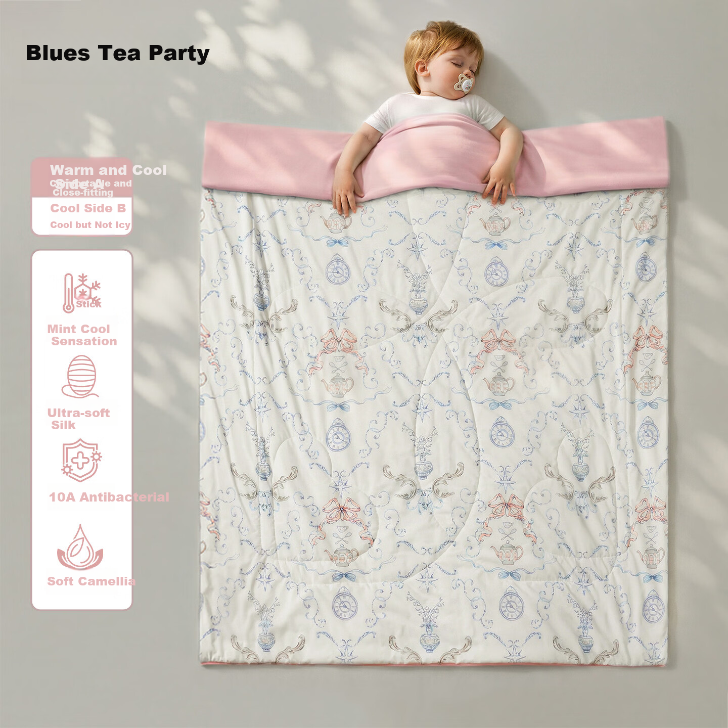 OUYUN [Plant Fiber] Baby Silk Summer Quilt Cooling Blanket Children's Small Quilt Summer Kindergarten Cooling Mint Air Conditioning Quilt